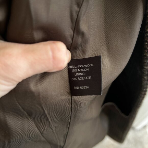 Vintage CHAPS Ralph Lauren Houndstooth Wool Overcoat Trench Coat  L/XL - Picture 7 of 7